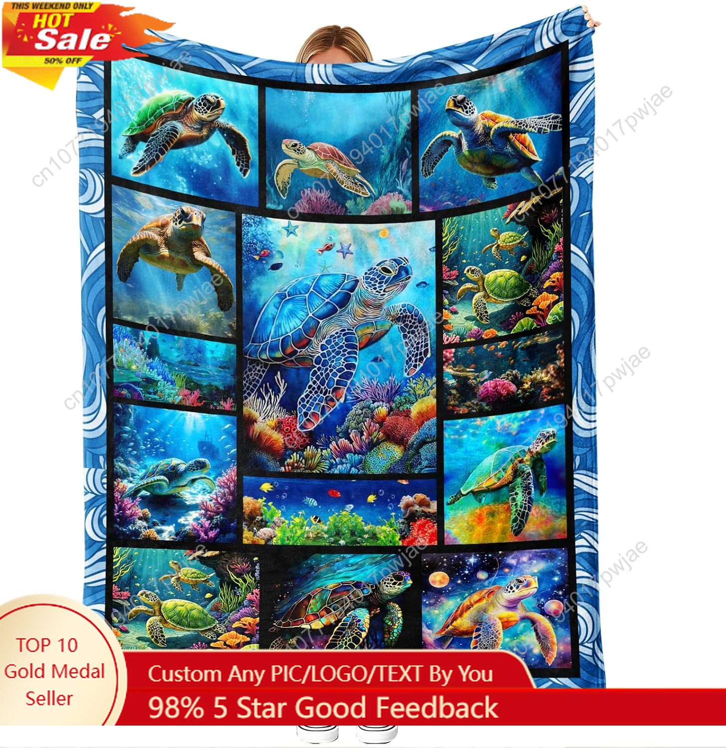 Sea Turtle Flannel Throw Blank - đánh giá và giá Home Decor Theme