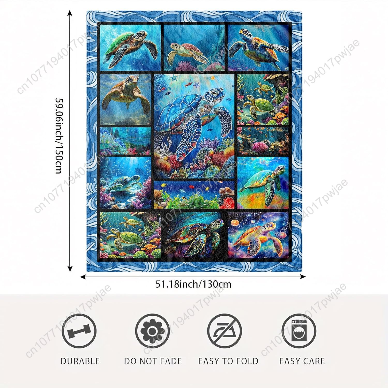 Sea Turtle Flannel Throw Blank - đánh giá và giá Home Decor Theme