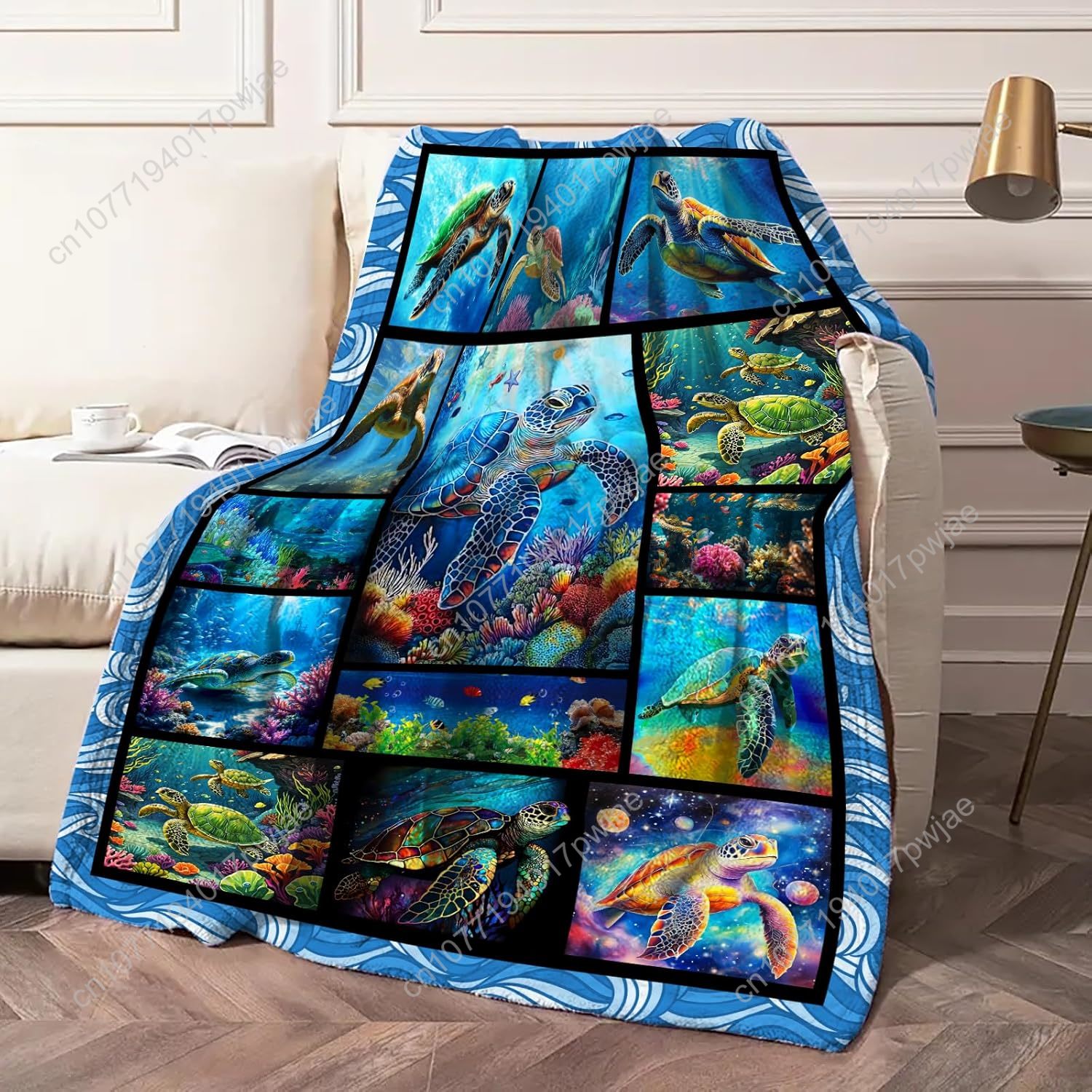 Sea Turtle Flannel Throw Blank - đánh giá và giá Home Decor Theme