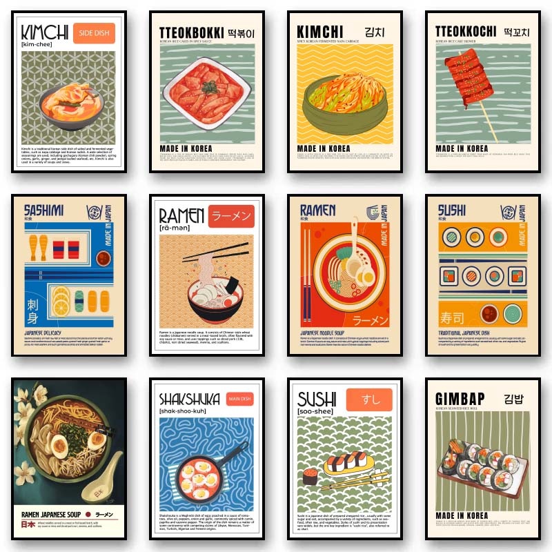 Asian Food Canvas Painting Pos - đánh giá và giá Home Decor Korea