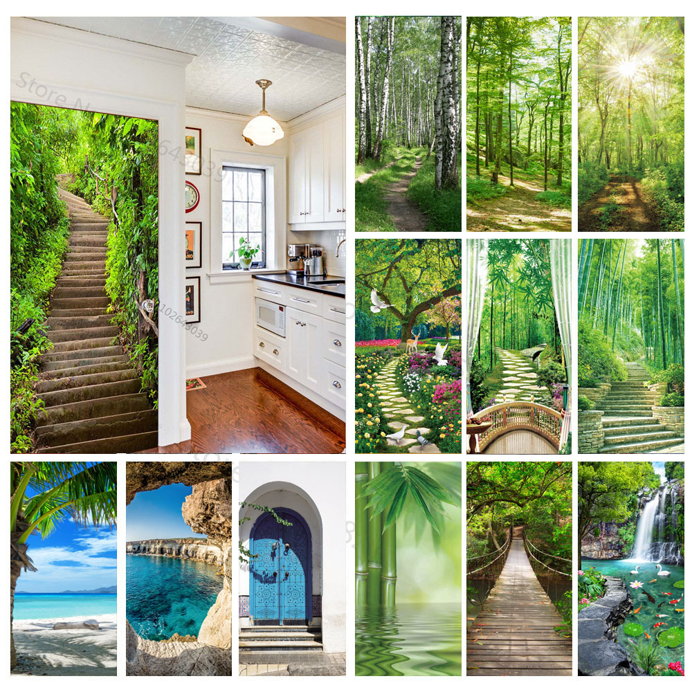 Steps Forest 3D Door Stickers  - đánh giá và giá Home Decor On Sale