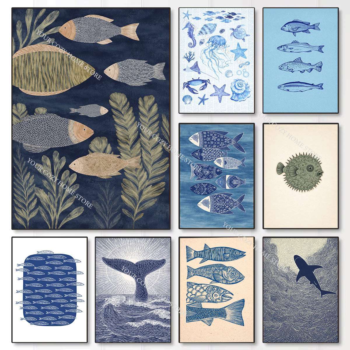 Minimalist Nautical Fish and W - đánh giá và giá Home Decor Theme