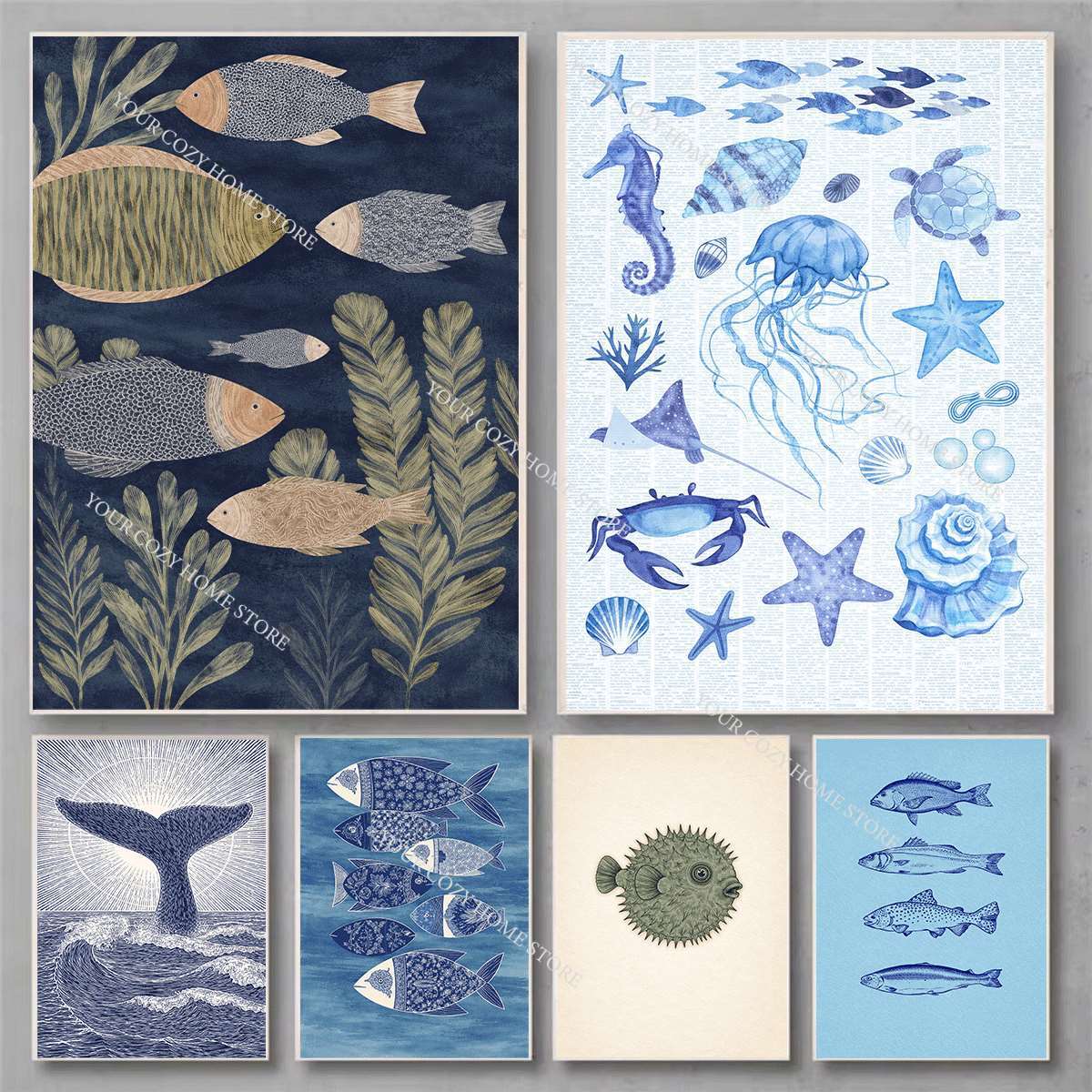 Minimalist Nautical Fish and W - đánh giá và giá Home Decor Theme
