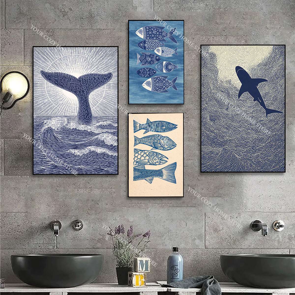 Minimalist Nautical Fish and W - đánh giá và giá Home Decor Theme