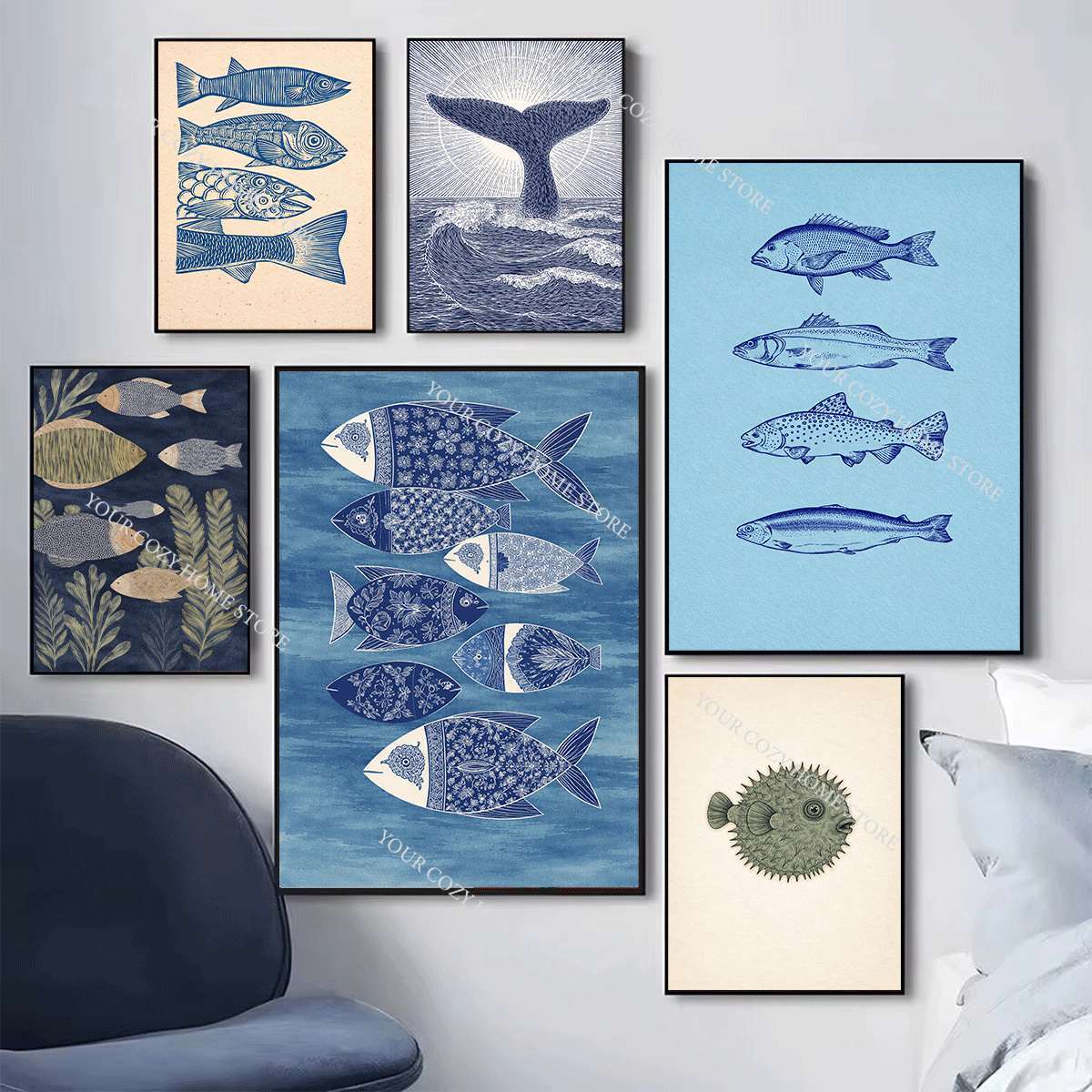 Minimalist Nautical Fish and W - đánh giá và giá Home Decor Theme